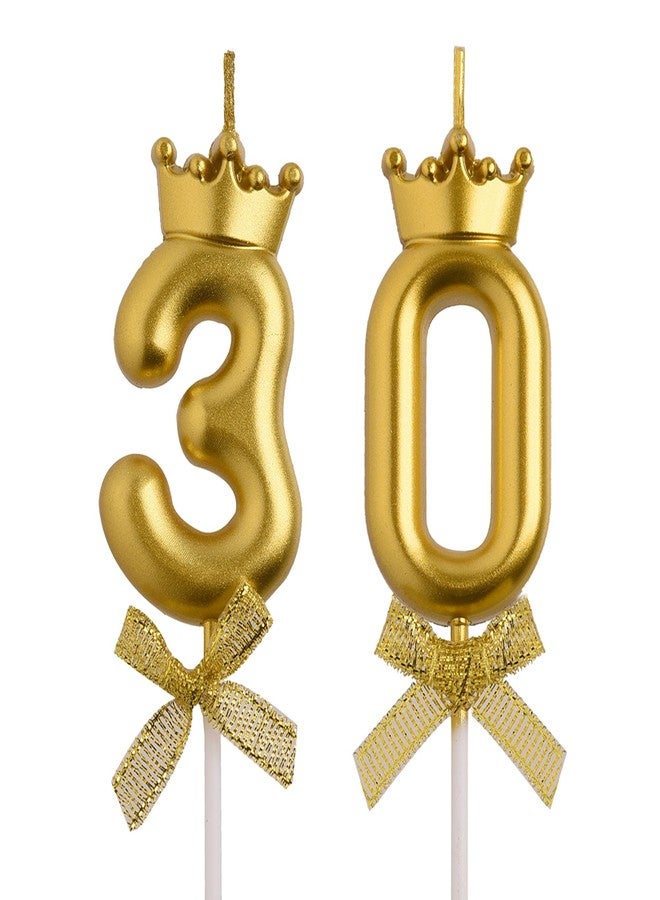 AOOLADA 30th Birthday Candles, Gold 30 Year Old Number Birthday Candles, Number 30 Candles for Men Women, Happy Birthday Party Decorations Cake Topper Gifts for Wedding Anniversary Celebration - Image 1